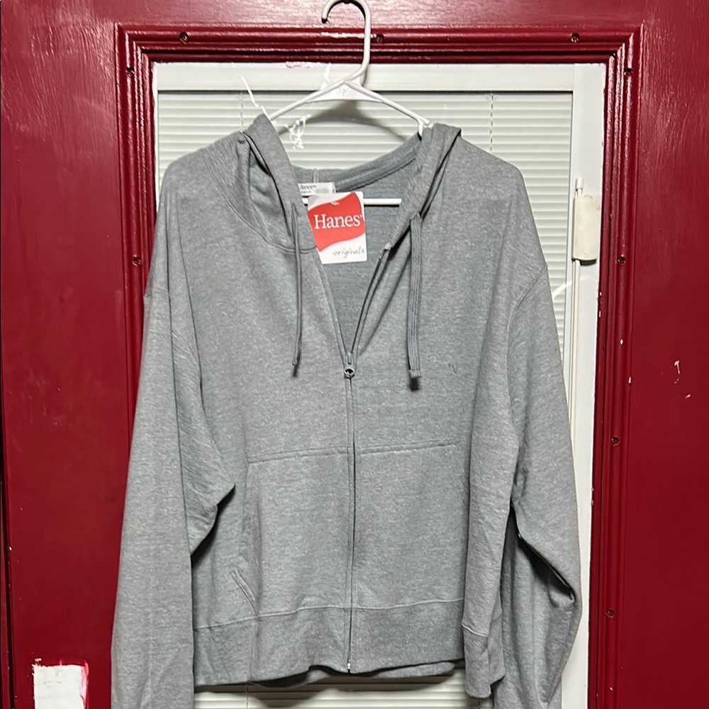 Hanes Light Gray Hoodie with Zip